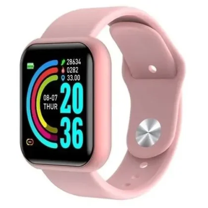 D20 Pro Smart Watch – Pink | Fitness, BP, Heart Rate, ECG | iOS & Android